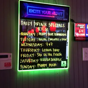 a neon sign in a bar