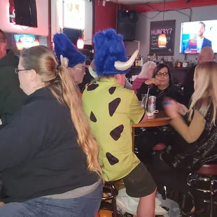 Fred Flintstine and Barny arrived  for tge party