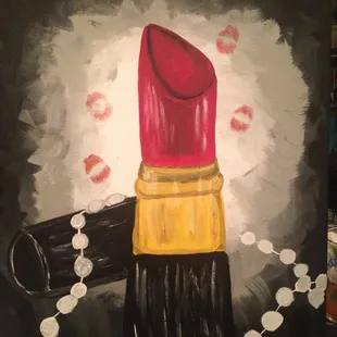 Fun night w/Colleen at Violas Tavern. I like kissing my own painting, it gave it a nice touch. Good food &amp; happy hour specials.