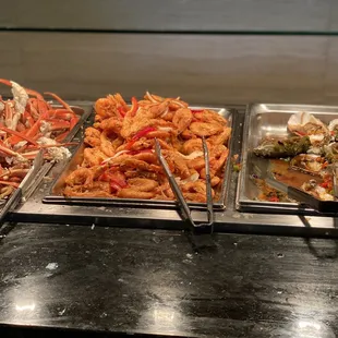 a variety of seafood dishes