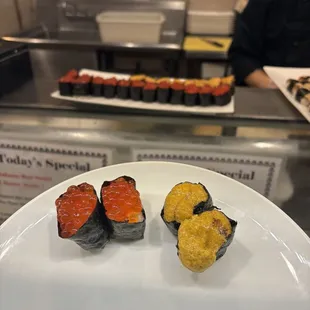 sushi rolls on a plate