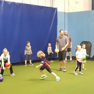 A great birthday party where the kids played the adults in Dodgeball.