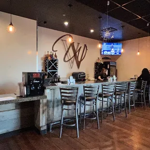 the bar and dining area