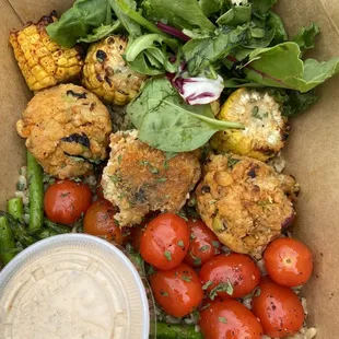 "Crab" Cakes with salad