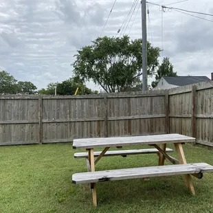 Picnic tables for outdoor dining