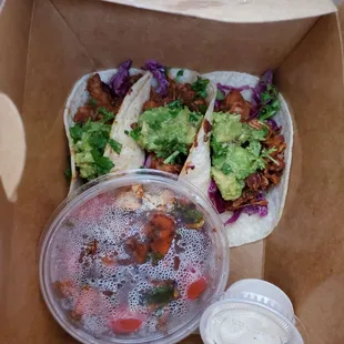 BBQ Jack fruit with side order of vegetables.