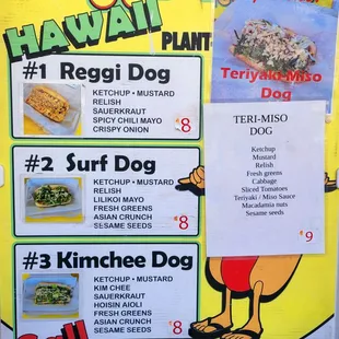 Hot Dog Menu items
