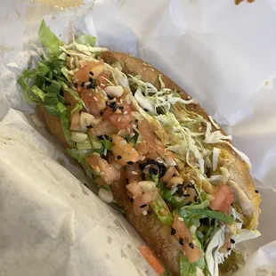 Teri-miso veggie dog.