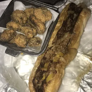 Philly cheesecake 12&quot; and fried mushrooms