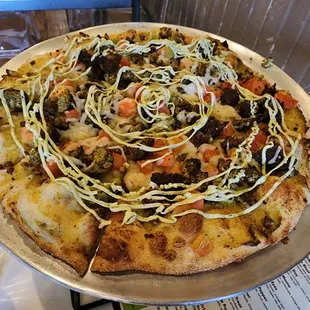 Falafel pizza (made vegan)