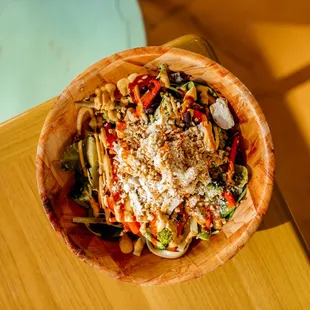 a bowl of food on a table