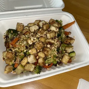 Tofu Thai peanut bowl.