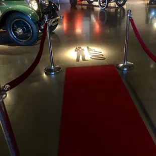 Red carpet into the Vehicle Vault.