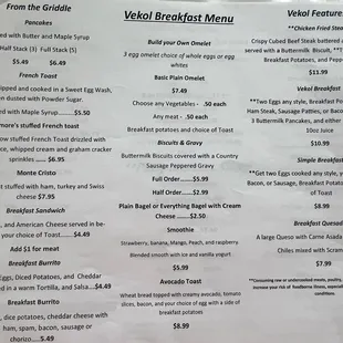 Breakfast Menu