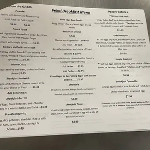 menu