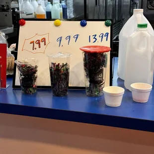 Daiquiri sizes/prices