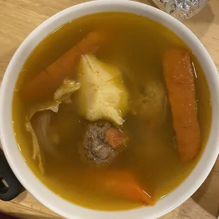 Albondigas in a 32oz to-go cup