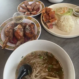 beef pho, angel wings, pork belly, sausage