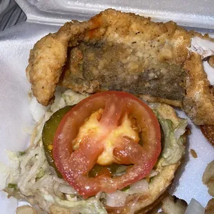 Fish Sandwich (was supposed to have no veggies).