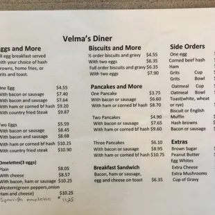 the menu for the restaurant