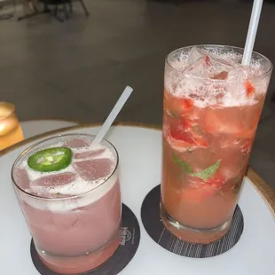 Watermelon cocktail &amp; Strawberry mojito