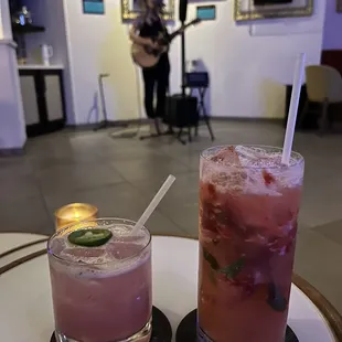 Watermelon cocktail &amp; Strawberry mojito with live music :)