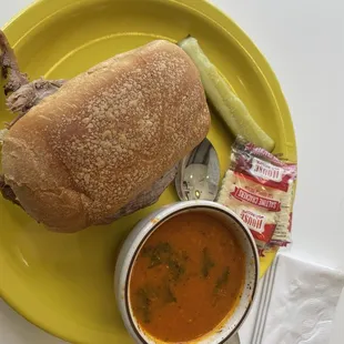 Tomato  Basil soup  Roast Beef Sandwich