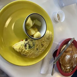 Vegetarian omelette side of pancake