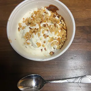 Pathetic ,large hot fudge sundae with bananas  No bananas,Not large