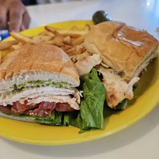 Sliced chicken sandwich