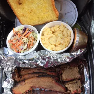 Beef brisket, ends, mac, coleslaw and texas toast