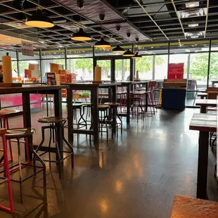 Part of the dining area looking out towards the covered outdoor patio.