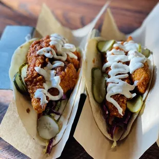 Nashville hot chicken tacos