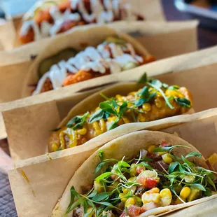 Fish and chips taco, Nashville hot chicken taco, &amp; more