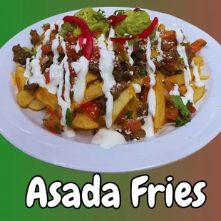 Venalonzo&apos;s Asada Fries, comes with all the toppings :)