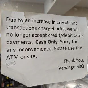 Now cash only!