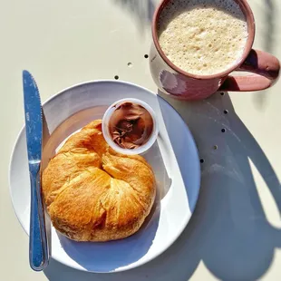 Latte with croissant and Nutella