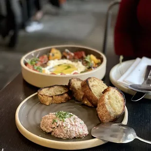 Beef Tartare ($15), Heirloom Tomato ($18)