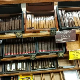 shelves of cigars