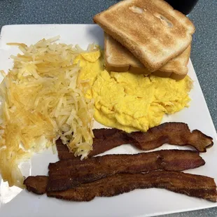 Fresh eggs: 2 eggs, added bacon