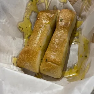 Got this Garlic bread !Butter came from the milk . Bread from the flour .