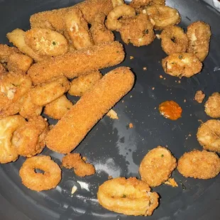 Calamari and mozzarella sticks