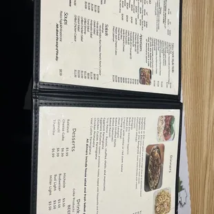 The menu