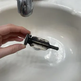 Moldy, dysfunctional drain plug