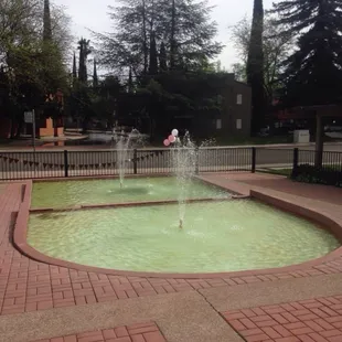 Fountains in front.