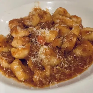 Gnocchi di Patate alla Bolognese.  Very pillowy &amp; delicate house-made Gnocchi.  Bolognese wasn&apos;t MY favorite, too sweet.