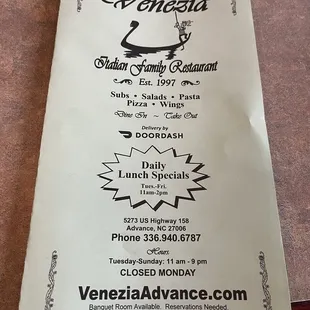Menu front