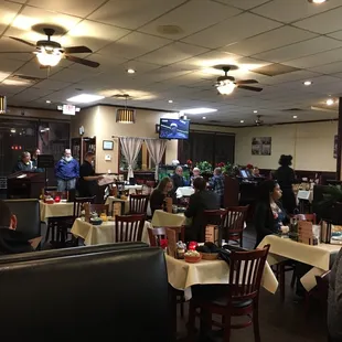 Everyone is enjoying a wonderful meal here!