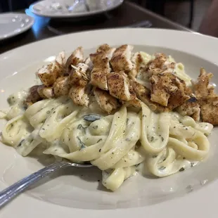 Alfredo, with grilled chicken