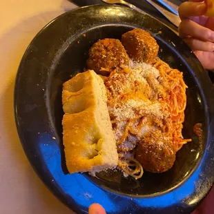 Spaghetti &amp; Meatballs with Foccaccia